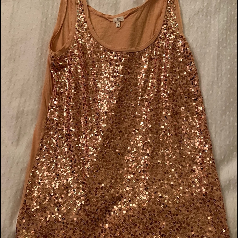 J Crew peachy orange sequin top